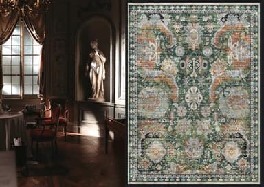 RUGSURE Washable Area Rugs - Perfect for Living Room, Bedroom, Kids Room, Nursery - Stain & Water Resistant Non-Slip, Pet & Child Friendly, Vintage Tribal Area Rugs (Green, 3' x 5 ') - Image 2