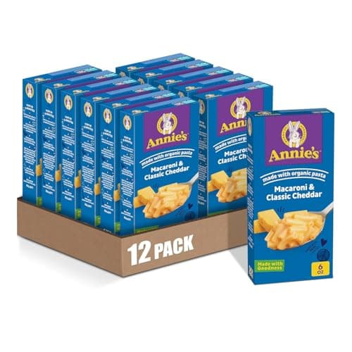 Annie's Macaroni and Classic Cheddar with Organic Pasta, Made with Real Cheese, Dinner Side or Snack, 6 oz (Pack of 12) - Image 1