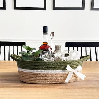 CHICVITA Small Storage Basket for Gifts Empty, Cute Decorative Basket for Living Room, Baby Gift Basket for Nursery, Rope Basket for Home Decor, 13 x 9.8 x 5 inches - Image 3