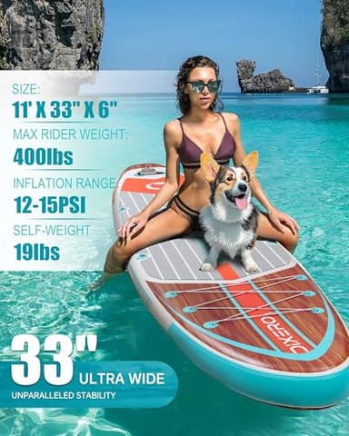 Dixero Inflatable Stand Up Paddle Board with SUP Accessories, Anti-Slip EVA Deck, 11'*33" Inflatable Paddle Boards for Adults & Youth of All Skill Levels - Image 2