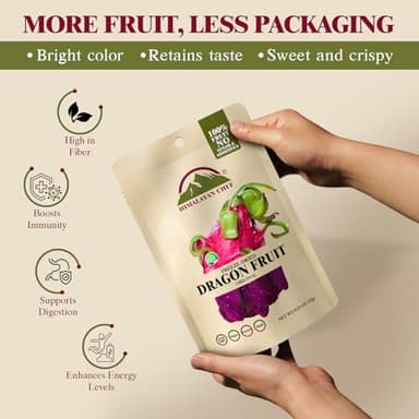 Himalayan Chef Freeze-Dried Dragon Fruit 15g/Each (Pack of 10) | Organic Dried Fruit Snacks, Healthy Snack for Kids & Adults, Freeze-Dried Fruit - Image 6