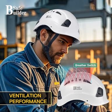 SAFEBUILDER Safety Helmet Hard Hat Adjustable Lightweight Vented Breathable Work Helmet for Men ANSI Z89.1 Approved Industrial & Construction (01-White Hard Hat Only) - Image 4