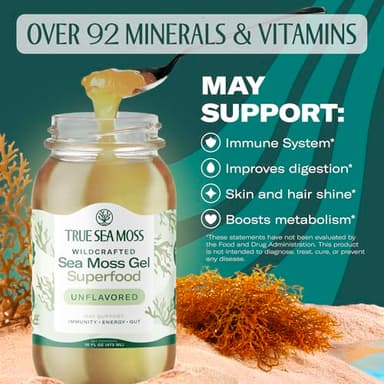 TrueSeaMoss Sea Moss Gel – Made in USA – Wildcrafted Seamoss, Dried Seaweed & Sea Vegetables – Original, Pack of 1 (Labels may Vary) - Image 4