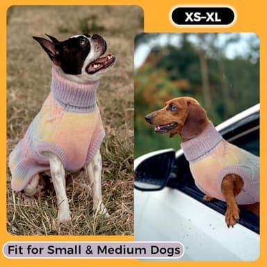 Lelepet Dog Sweater Turtleneck Knitwear Sweatshirt Cable Knit Warm Dress for Small Medium Large Dogs Puppy Fall Sweater, Dachshund, Shih Tzu, L - Image 6