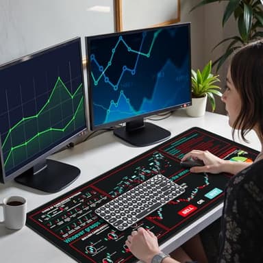 iCasso Day Trading Mouse Pad, Desk Mat, XXL Large Desk Pad, Non-Slip Rubber Base Stock Market Mousepad with Stitched Edges, Big Mouse Mat for Computer(Trading Analysis) - Image 6