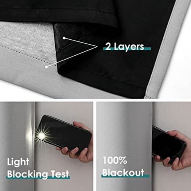 ChrisDowa 100% Blackout Curtains for Bedroom with Black Liner, 2 Thick Layers Total Blackout Thermal Insulated Grommet Window Curtains 63 Inch Length 2 Panels Set (Light Grey, 42 x 63 Inch) - Image 5
