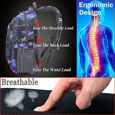 ProEtrade Backpack Bookbag for College Travel Business Hiking Fit Laptop Up to 15.6 Inch (Galaxy C) - Image 5