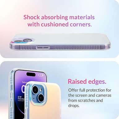 LONLI Hue Case for iPhone 15 - [360° Shock-Absorbent Bumper] - [Cute and Unique Phone Cover for Girls and Women] - Fluorescent Holographic Iridescent - Image 4