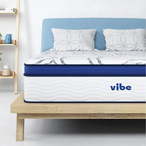 Vibe Quilted Hybrid Mattress, 12-Inch Innerspring and Pillow Top Gel Memory Foam Mattress, Fiberglass Free, CertiPUR-US Certified Bed in a Box, Full, White - Image 1