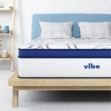 Vibe Quilted Hybrid Mattress, 12-Inch Innerspring and Pillow Top Gel Memory Foam Mattress, Fiberglass Free, CertiPUR-US Certified Bed in a Box, Full, White - Image 1