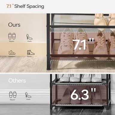 Nunsino Shoe Rack, Long Shoe Organizer,Max Holds 50 Pairs,8 Tier Metal Shoe Storage Shelf,4-Tier Stackable Shoes Organizer for Garage, Entryway, Black - Image 5