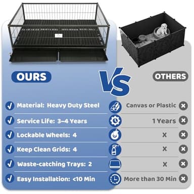 Homey Pet Whelping Box for Dogs and Puppies, 43 inch Stackable Heavy Duty Metal Wire Dog Crate Cage Kennel with Wheels for Large Medium Small Sized Dogs - Image 4