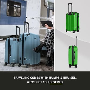 Kenneth Cole REACTION Out of Bounds Lightweight Hardshell 4-Wheel Spinner Luggage, Kelly Green, 28-Inch Checked - Image 2