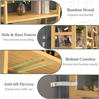 Homykic Bamboo Triple Wide Shallow Bookshelves and Bookcases, 6-Tier 6ft Tall Bookshelf with 17 Open Display Shelves, Large Freestanding Book Shelf for Home Office, Bedroom, Living Room, Natural - Image 5