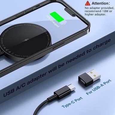 Magnetic Wireless Charger for iPhone: Compatible with Magsafe Charger iPhone 17 16 15 14 13 12 Series & Airpods 4 3 2 Pro-Fast 15W Max Charging Pad Strong Magnet, Dual USB-C/A Ports-Home Office Travel - Image 6