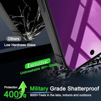 IMBZBK [Auto-Dust Removal] Colorful Privacy Screen Protector for iPhone 17 Pro Max [Private] Accessories, 3 Pack Anti Spy Anti-Blue Light Tempered Glass, Briliant Gradient Purple - Image 5