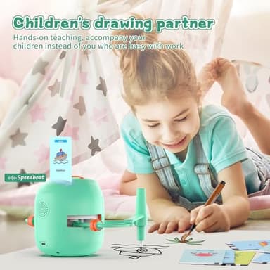 Interactive Educational Drawing Robot for Kids - Montessori Learning Toy with 150 Word Cards, Voice Interaction, Ages 5+ (Green) - Image 2