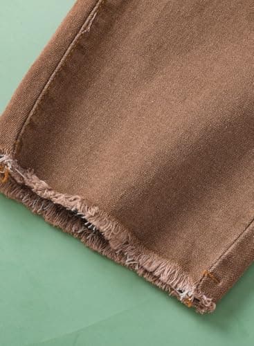 Sidefeel Women's Brown Jeans High Waisted Tummy Control Strechy Straight Leg Denim Summer Pants Size 8 - Image 5