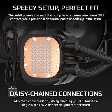 CORSAIR Nautilus 360 RS LCD Liquid CPU Cooler – 2.1" IPS LCD Screen, 360mm AIO, Low-Noise, Daisy-Chain, Intel LGA 1851/1700, AMD AM5/AM4 – 3X RS120 Fans Included – Black - Image 4