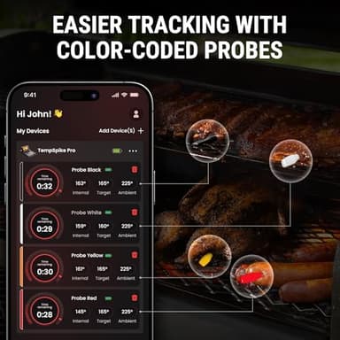 TempSpike Wireless Meat Thermometer Digital with App, WiFi & Bluetooth BBQ Grill Thermometer with High Precision, Waterproof & Heat-Resistant Probes, Rechargeable Base with Display for BBQ Smoker Oven - Image 7