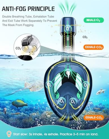 Greatever Full Face Snorkel Mask, Snorkeling Gear for Adults with Latest Dry Top Breathing System and Detachable Camera Mount, Snorkel Mask Adult, Snorkels Anti-Fog & Anti-Leak - Image 4