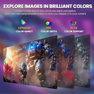 CRUA 27" Curved Gaming Monitor, 280Hz FHD (1920X1080P), 1800R VA Panel, 120% sRGB, Support AMD FreeSync, Low Blue Light, Ultra-Smooth Esports Display, HDMI 1.4 & DP 1.2, Wall Mountable Installs-Black - Image 4