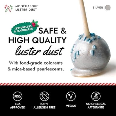 MONÉGASQUE Silver Edible Glitter for Drinks 15g – Edible Glitter for Cakes & Cocktails - Christmas Drink & Cocktail Shimmer - Silver Luster Dust for Cocktail, Cake Decorating, Food Decorations Spray - Image 2