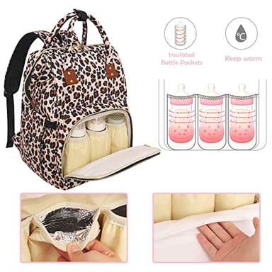 Diaper Bag Backpack Multifunction Maternity Diaper Bag for Baby Girls & Boys Large Capacity Travel Nappy Bags Leopard Print - Image 5