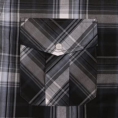 COEVALS CLUB Men's Western Plaid Pearl Snap Buttons Two Pockets Casual Short Sleeve Shirts (Gray,Black/S, 9#) - Image 4