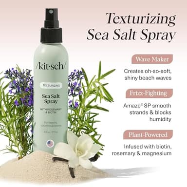 Kitsch Sea Salt Spray for Men and Women | Hair Spray with Rosemary, Biotin, Magnesium – Hair Texturizer for Natural Curls and Beach Waves, 177 mL - Image 4