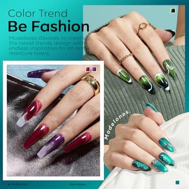 modelones Cat Eye Gel Nail Polish, 6 Colors Glitter Red Green Purple Blue Gel Polish Set with Magnet Sparkle Galaxy Series Nail Gel Polish Kit Soak Off Led Nail Art Manicure Salon DIY Gifts - Image 4