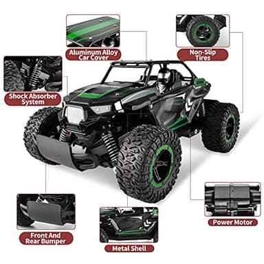 BEZGAR TB142 Remote Control Car - 1:14 Scale RC Cars, 20 Km/h 2WD All-Terrains Electric Off-Road Vehicle Truck Crawler Toy with Two Rechargeable Batteries for Boys Kids and Adults - Image 5