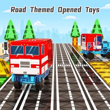 Magnetic Tiles Road Car Set, Toddler Magnetic Building Blocks Toys for 3 4 5 6 7 Year Old Boys Girls, Kids Montessori STEM Sensory Preschool Classroom Educational Learning Games Easter Birthday Gifts - Image 3