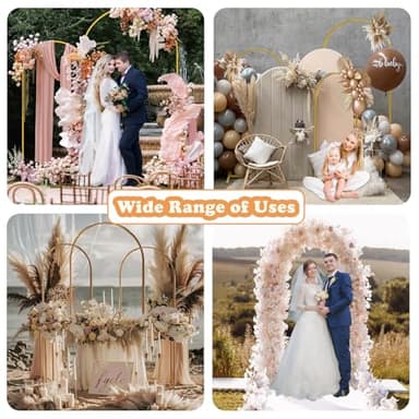 DDMY Large Arch Backdrop Stand (7.2FT/6.6FT/6FT) Metal Balloon Arch Stand Set of 3 Gold Party Stands for Wedding, Birthday, Baby Shower, Bridal Shower - Balloon Arched Frame for Garden Decor, Gold Floral Arches, 3 Pieces - Image 7