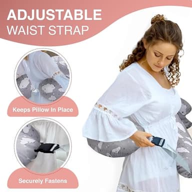 Nursing Pillow – Plus Size Breastfeeding Pillows with Security Fence for Enhanced Support & Comfort – Removable Cotton Cover, Adjustable Waist Strap, Newborn Essentials Must Haves Baby Registry Search - Image 6