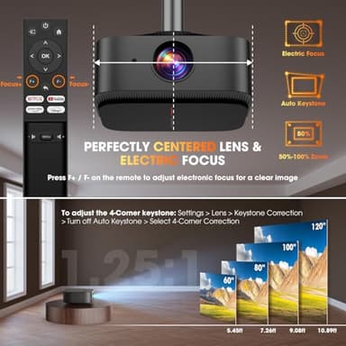 [2025 Netflix-Licensed | 386+ Built-in Apps] DBPOWER E2 Smart Projector with WiFi and Bluetooth, Mini Projector 4K Support with Netflix, Youtube, Disney+, Hulu, Max, Crunchyroll w Portable Case - Image 9