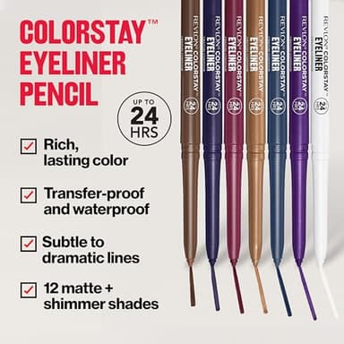 Revlon ColorStay Pencil Waterproof Eyeliner, Smudge-Proof, Eye Makeup with Built-In Sharpener, 202 Black Brown, 0.01 oz - Image 3