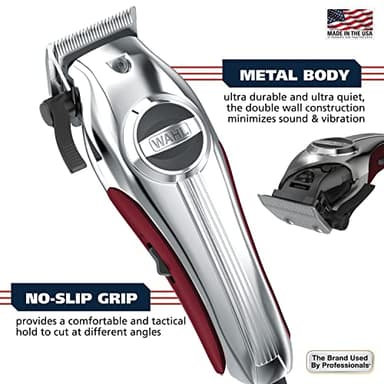 Wahl USA Pro Ultra Quiet High Torque Corded Hair Clipper for Ultra Quiet Operation and Cooler Operating Temperatures, Metal Housing with Bonus Hair Clipping Guard Caddy - Model 3000097 - Image 3