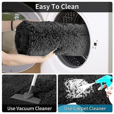 Merelax Soft Fluffy Rugs for Bedroom Living Room, 2x6 Hallway Runner Rugs, Furry Shag Bedside Area Rug Indoor Accent Floor Carpet, Plush Fuzzy Rug for Dorm Nursery Kids Room Decor, Black - Image 6