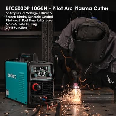 bestarc Plasma Cutter, [Pilot Arc] [Large LED Display] [Air Sensor Technology] 50Amps Cutter Machine 110/220V Dual Voltage IGBT Inverter 5/8 Inch Clean Cut, Post Flow 2T/4T for Home DIY BTC500DP 10GEN - Image 2
