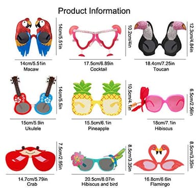 Ocean Line Luau Party Sunglasses - 9 Pairs Funny Hawaiian Glasses, Tropical Fancy Dress Props, Fun Summer Kids Party Favors, Beach Themed Party Supplies Decoration - Image 3