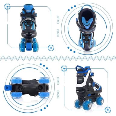 Kids Roller Skates for Boys - Blue for Toddler Little Kids Age 4 5 6 7- Adjustable All Light up Wheels Indoor Outdoor Sports Birthday Gift for Son and Grandson Small(10C-13C) - Image 3