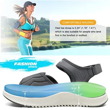 ONCAI Walking Sandals Women,Arch Support Hiking Sandals for Women 2025 with Orthotic Outdoor Plantar Fasciitis,Water Athletic Platform Sandalias Mujer with Adjustable Straps Grey/White Size 8 - Image 5