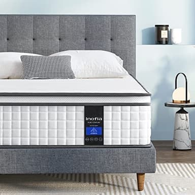 Inofia Twin Mattress, 10 Inch Twin Size Hybrid Mattress with Gel Memory Foam, Breathable Comfortable Single Mattress, Fiberglass Free, Individually Wrapped Coils, Supportive&Pressure Relief - Image 1