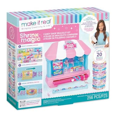 Make It Real:Shrink Magic Candy Shop Bracelet Kit - Create 20 Bracelets, Use A Hair Dryer to Shrink & Style, DIY Jewelry Kit, Girls & Kids Ages 8+ - Image 1