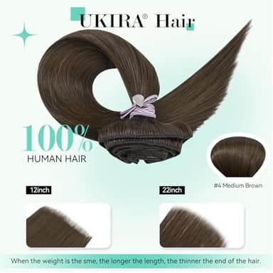 Ukira Medium Brown Hair Extensions Real Human Hair Clip ins for Women, 18 Inch 120g 7pcs #4 Human Hair Extensions, Natural Straight Remy Human Hair Chocolate Brown Clip in Extensions - Image 3