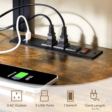 Yaheetech TV Stand with Power Outlet, Industrial Entertainment Center with LED Lights for 65 Inch TV, 3 Tiers Tv Console with Charging Station for Living Room, Media Console with Shelves, Rustic Brown - Image 8