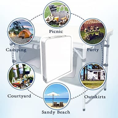 CampLand Outdoor Folding CampingTable with Aluminum Lightweight Height Adjustable with Storage Organizer Picnic Table for BBQ, Party, Camping (White) - Image 7