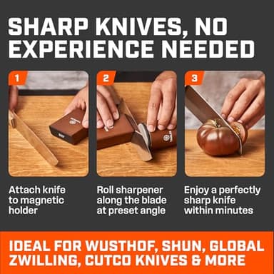 The Original Tumbler Rolling Knife Sharpener™ – Easy Manual Sharpener for Kitchen, Outdoor & Utility Knives – 15° & 20° Angle Guides - Image 2