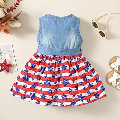 Toddler Baby Girl Clothes 4th of July Dresses Summer Independence Day Outfit Patriotic Fourth of July Shirt Dress Sundress 3T 4T Girl Clothes - Image 3